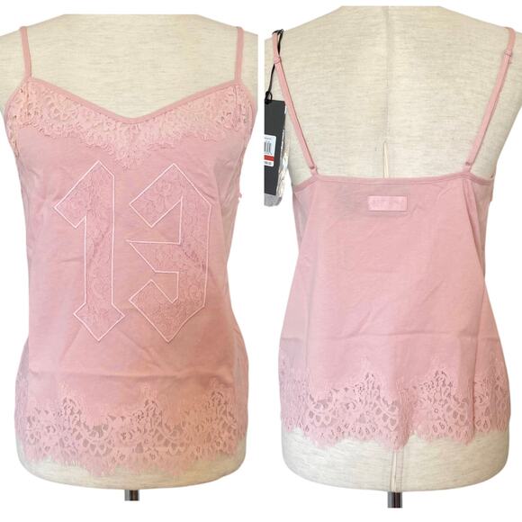 NEW PUMA X FENTY RIHANNA Lace Trim Sleepwear Cami Size XS Silver Pink Adjustable - Picture 2 of 8